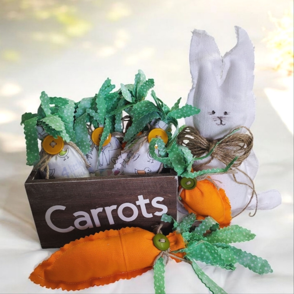 Easter Bunny and Carrot Decor Set Homemade / Hand Crafted